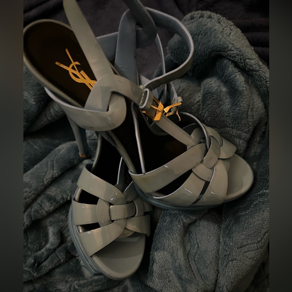 Saint laurent tribute patent platform sandal